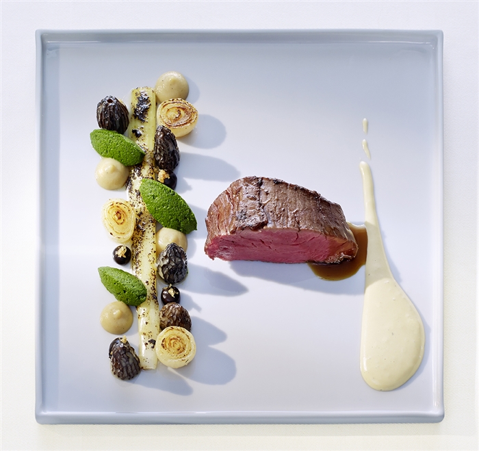 Very classic canadian bison onions leek morilles sauce foyot