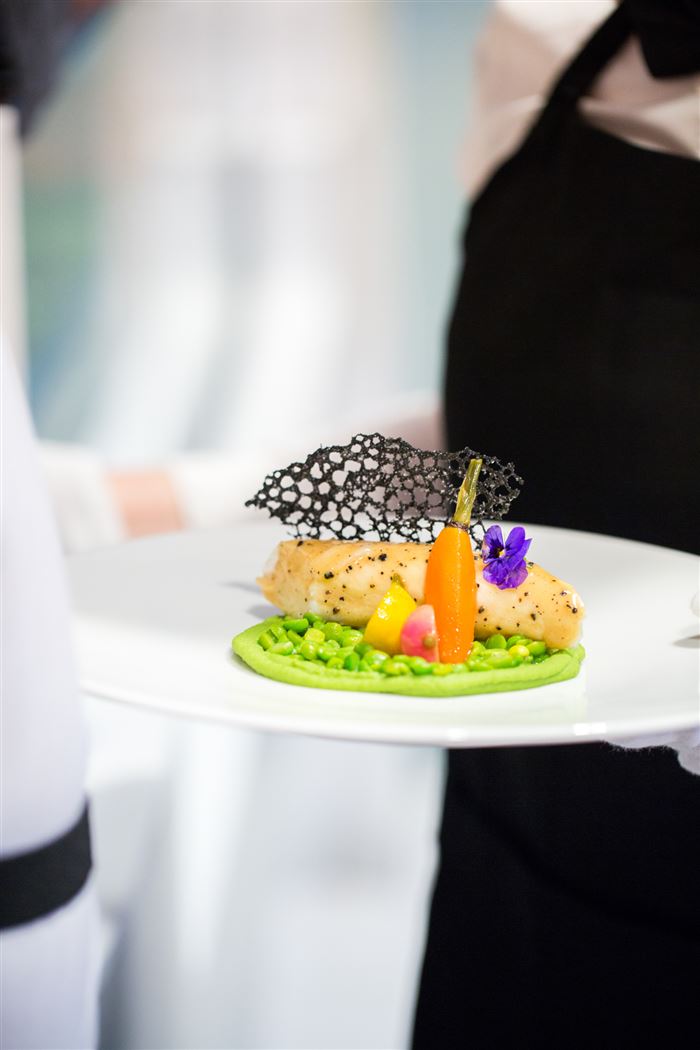 Dover sole ballotine glazed with a black truffle "beurre blanc" and