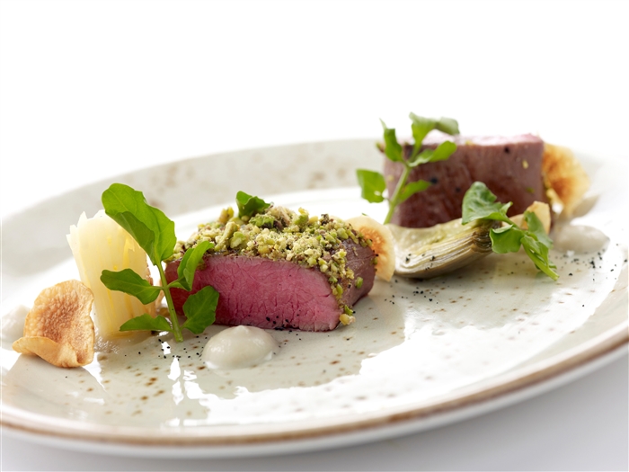 Lamb loin, artichoke and potato pave by restaurant Buona Terra, Singapore. Photo by cookniche